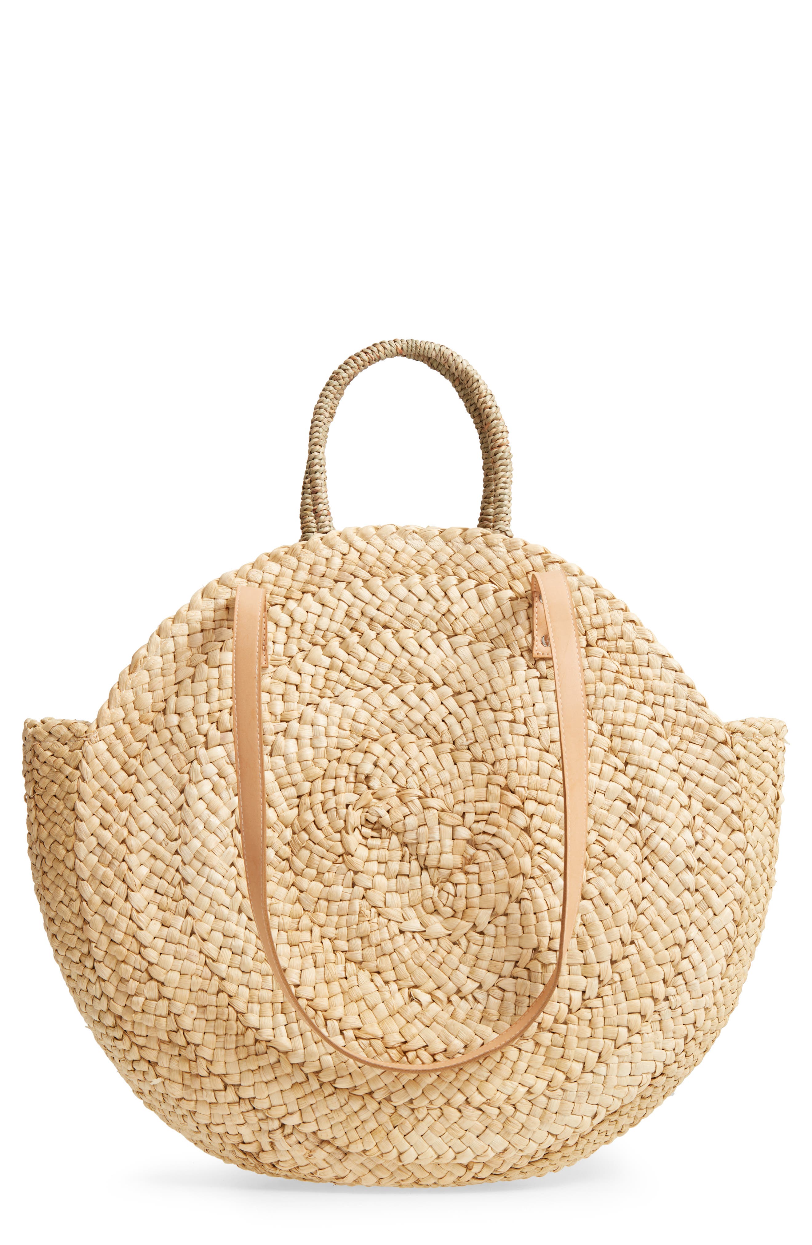 Circle Straw Tote, Main, color, NATURAL