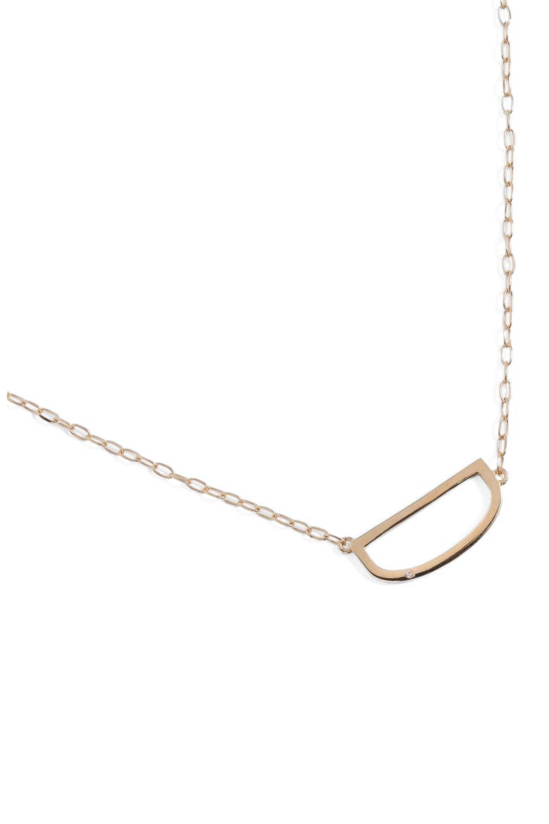 Gold Elongated Initial Pendant Necklace, Alternate, color, Gold - D