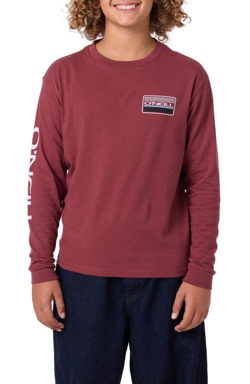 O'neill Kids' Banner Long Sleeve Cotton Graphic T-shirt In Burgundy