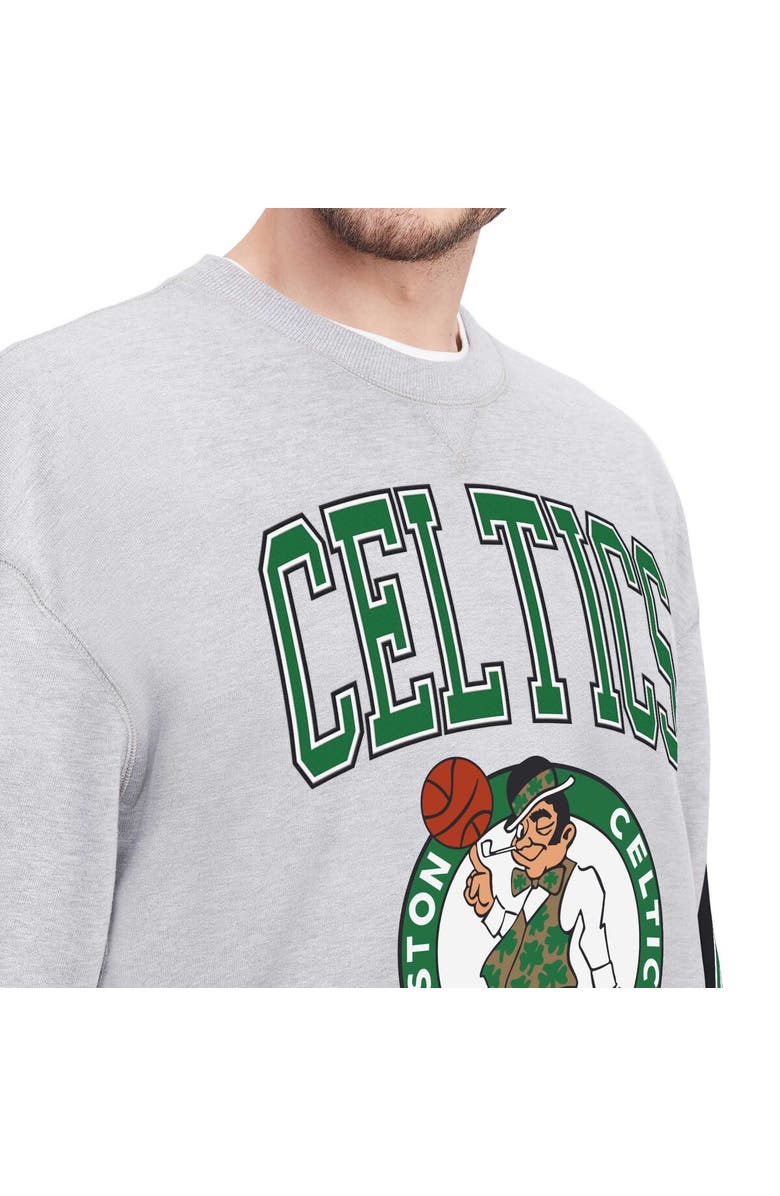 TOMMY JEANS Men's Tommy Jeans Heather Gray Boston Celtics Hayes Crew Neck Pullover Sweatshirt, Alternate, color, Heather Gray