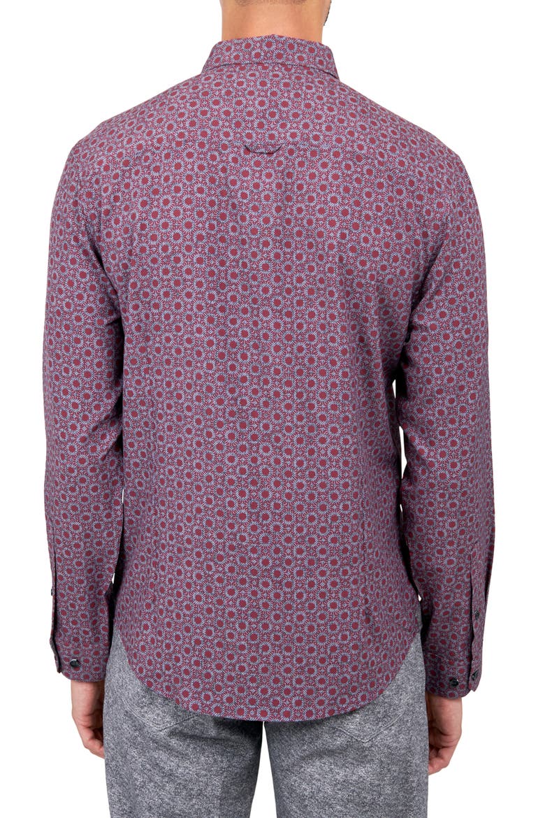 Slim Fit Medallion 4-Way Stretch Performance Long Sleeve Shirt, Alternate, color, PLUM