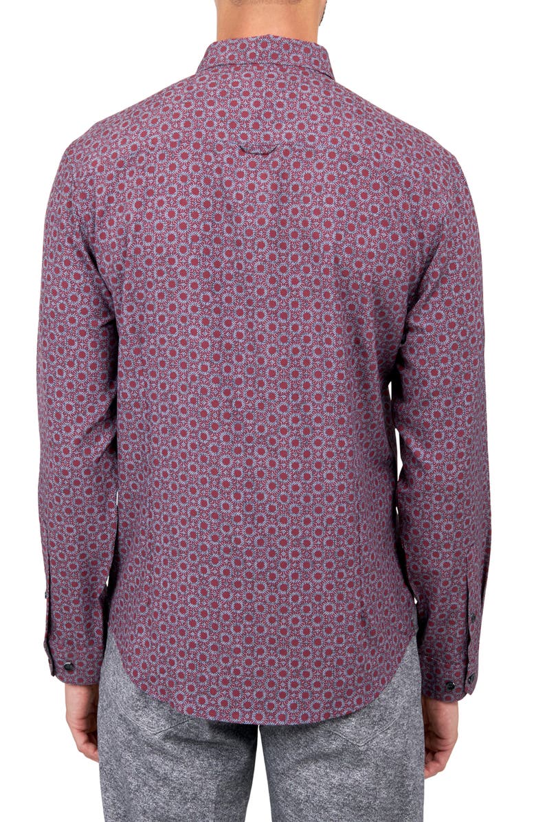 Brooklyn Brigade Slim Fit Medallion 4-Way Stretch Performance Long Sleeve Shirt, Alternate, color, Plum