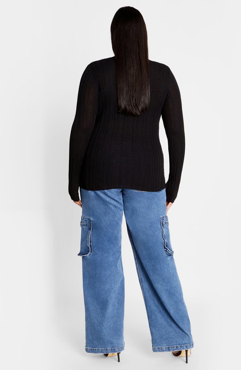 City Chic Crinkle Mock Neck Sweater, Alternate, color, Black