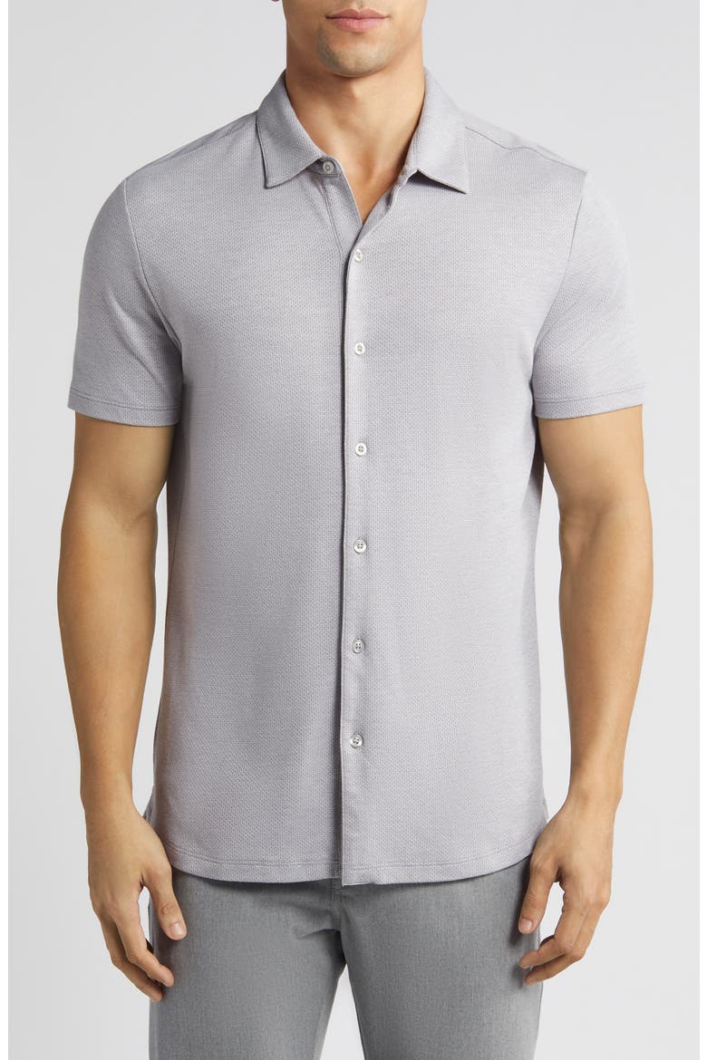 Robbins Knit Short Sleeve Button-Up Shirt, Main, color, GREY