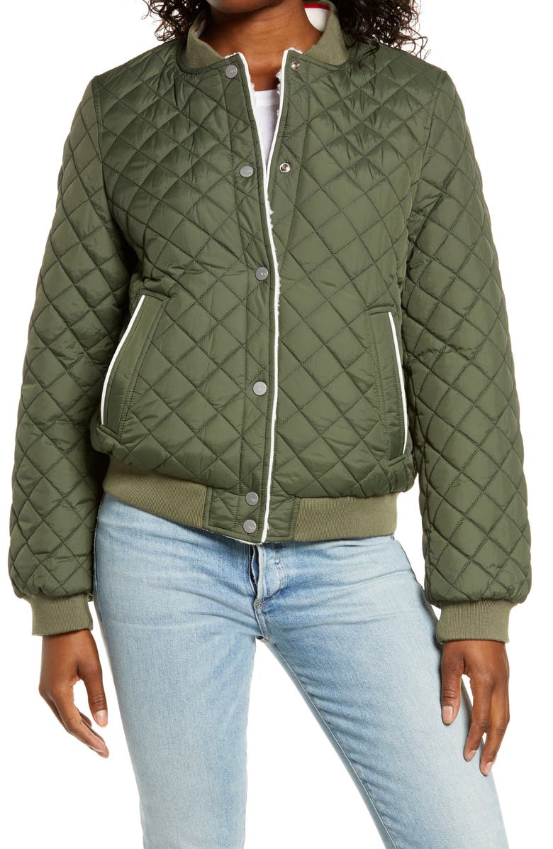 UGG<sup>®</sup> Reversible Quilted & Faux Shearling Bomber Jacket, Alternate, color,