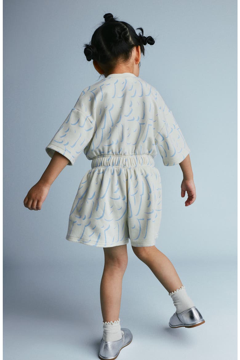 Kids' Logo Print Cotton Blend Romper, Alternate, color, WISHBONE PRINT