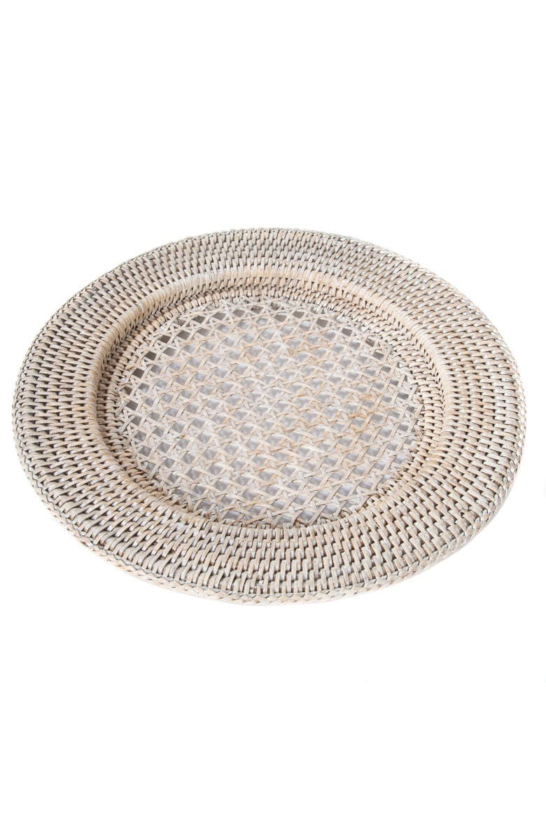 Artifacts Rattan Open Weave Charger, Main, color, White Wash