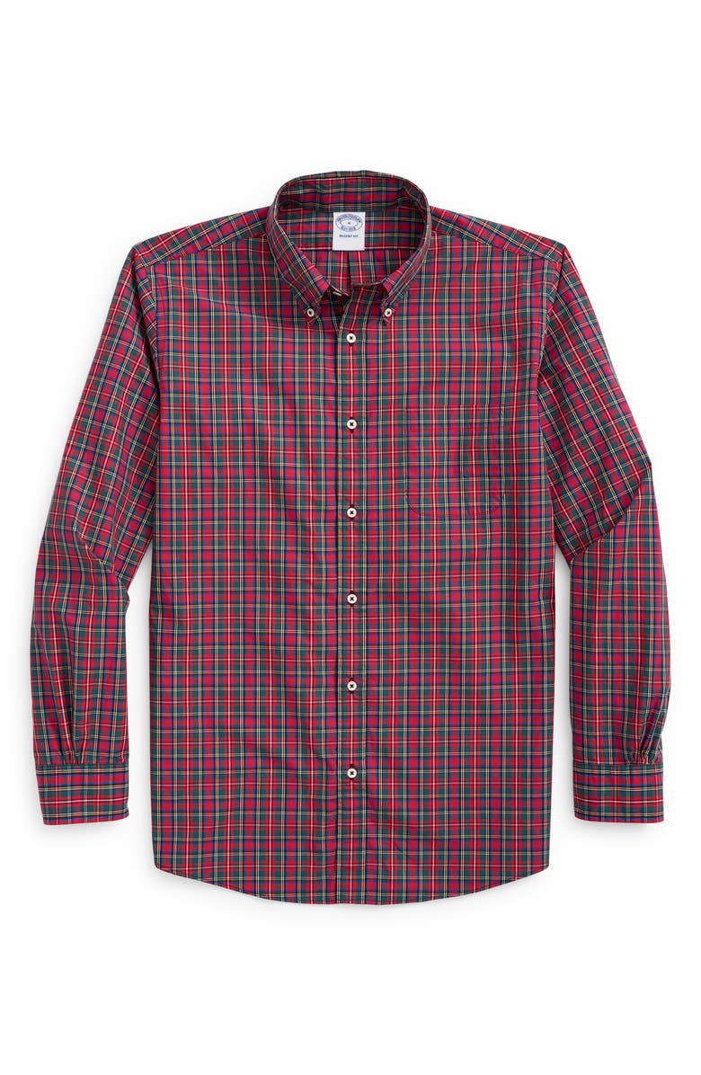 Brooks Brothers Regent Fit Plaid Button-Down Shirt, Main, color, 