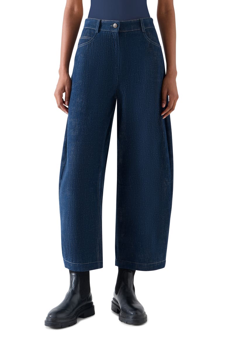 Farrow Crop Barrel Leg Jeans, Main, color, BLUE DENIM