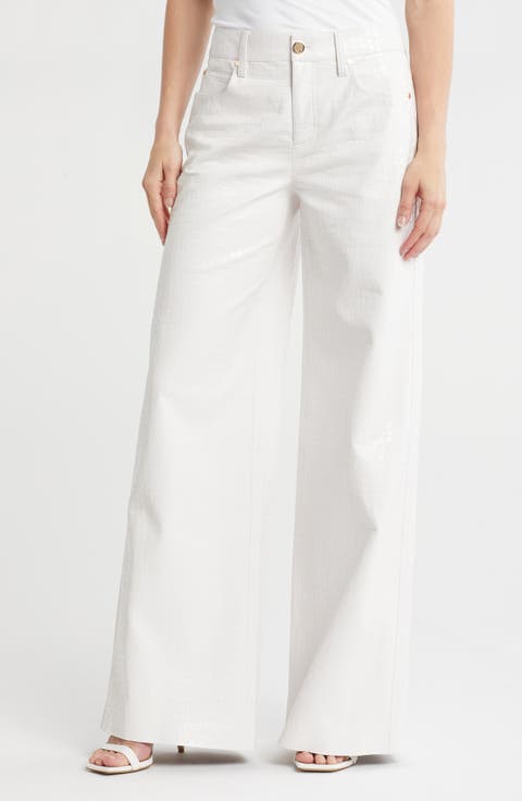 Trish Low Rise Croc Embossed Faux Leather Baggy Pants