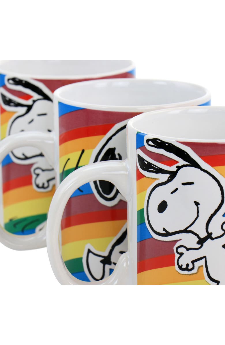 Gibson 70th Anniversary 15oz 4 Piece Stoneware Mug Set in Rainbow, Alternate, color, White