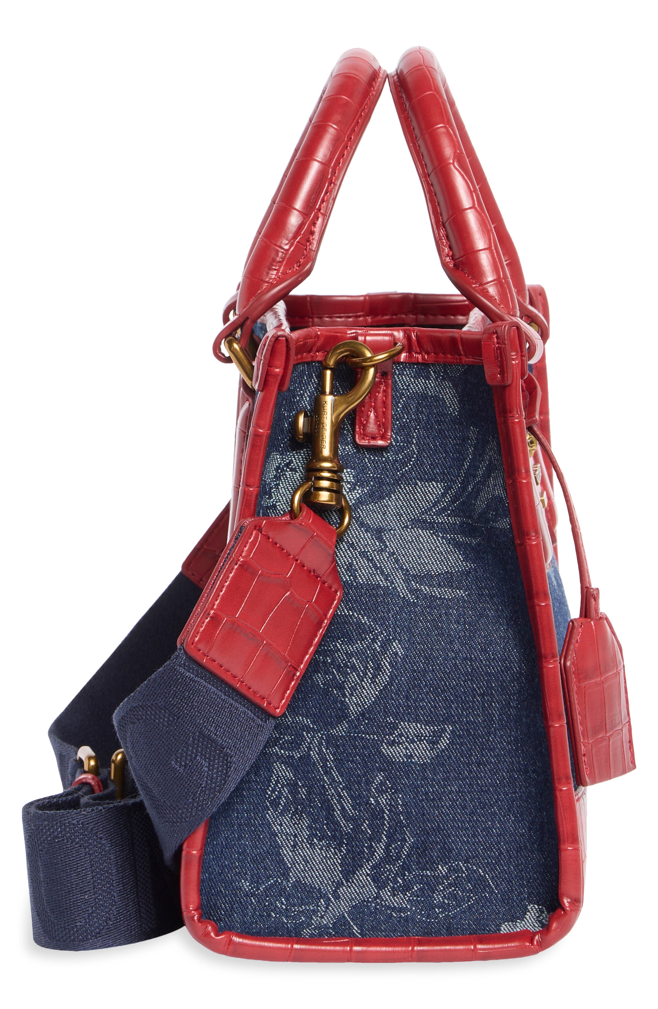 Small Chiswick Croc Embossed Trim Denim Tote, Alternate, color, NAVY
