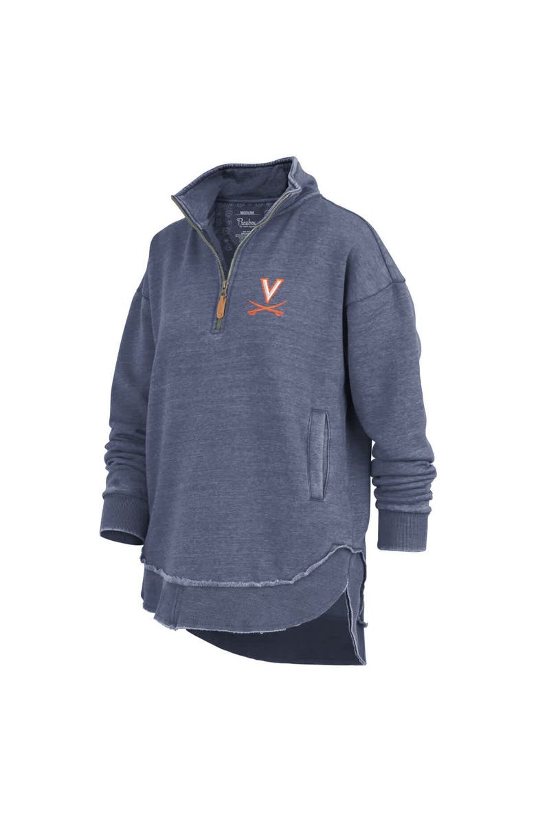 PRESSBOX Women's Pressbox Navy Virginia Cavaliers Northfork Sojourn Poncho Quarter-Zip Sweatshirt, Alternate, color, Navy