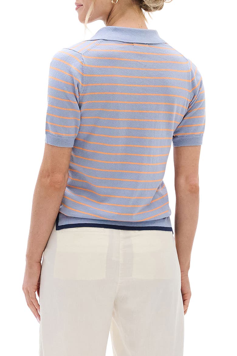 Serenity Stripe Polo Top, Alternate, color, SERENITY