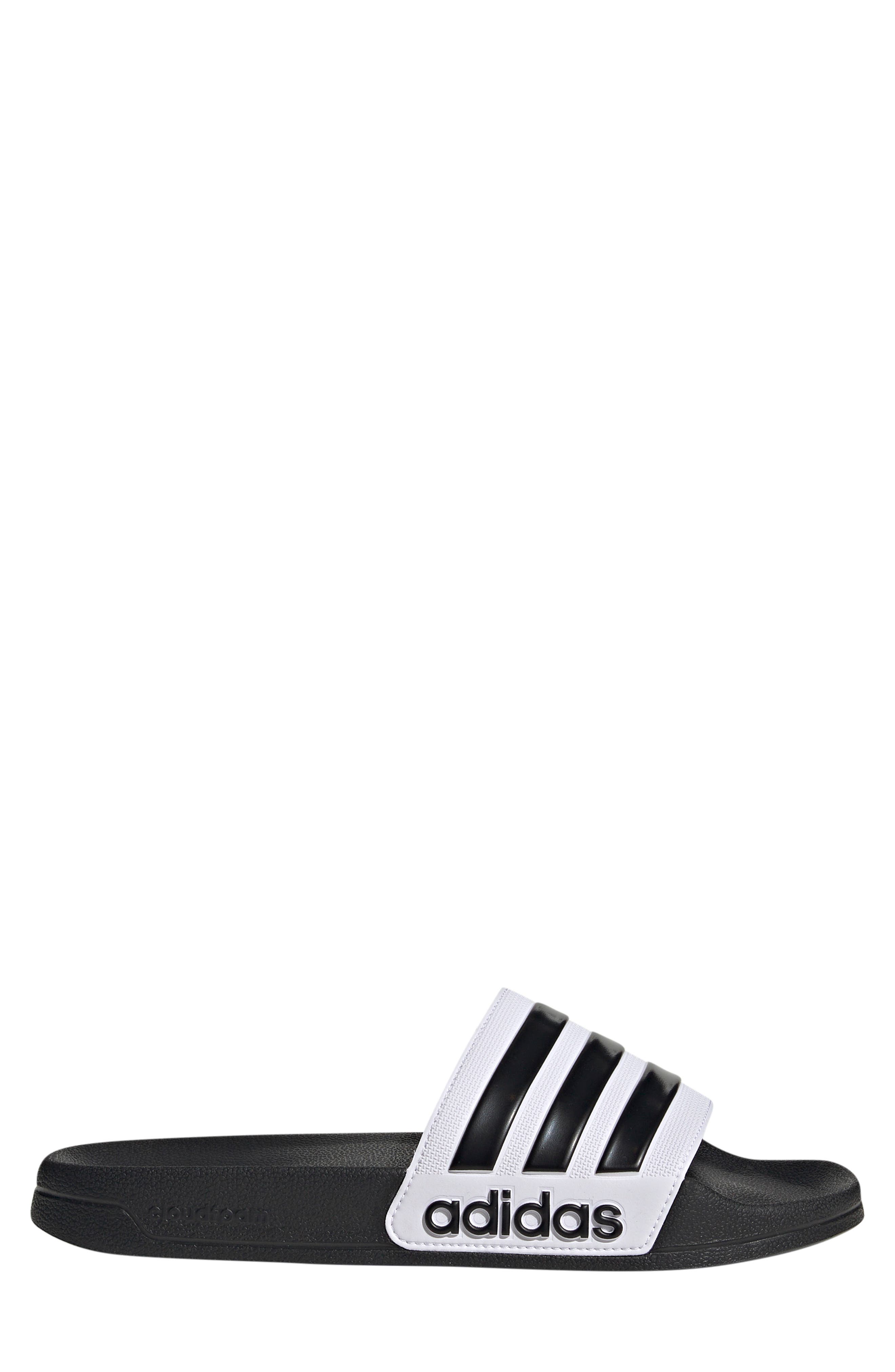 adidas Adilette Shower Slide Sandal, Alternate, color, White/ Black/ Black