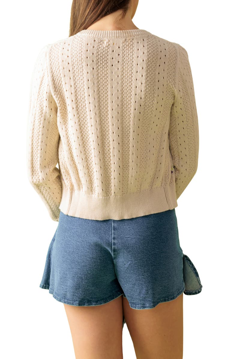 FLYING TOMATO Knit Cami & Cardigan Set, Alternate, color, Oatmeal