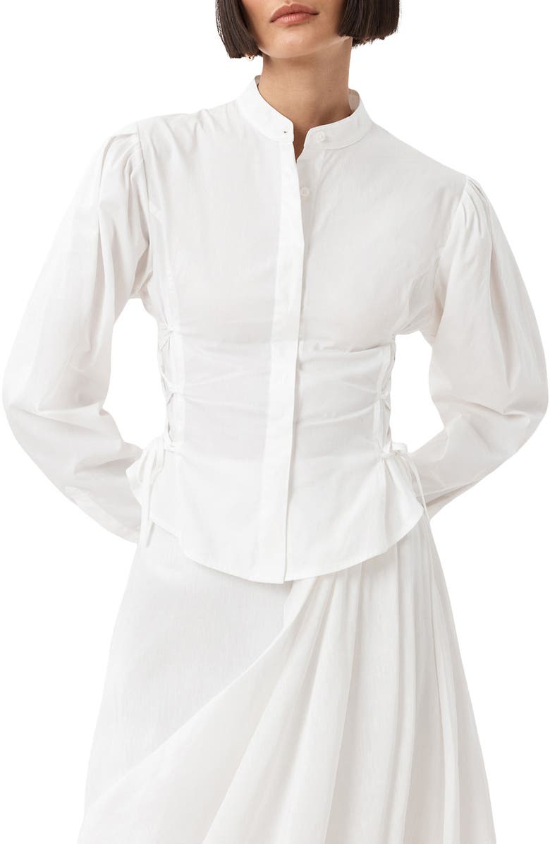 AllSaints Evanna Side Tie Shirt, Main, color, Optic White