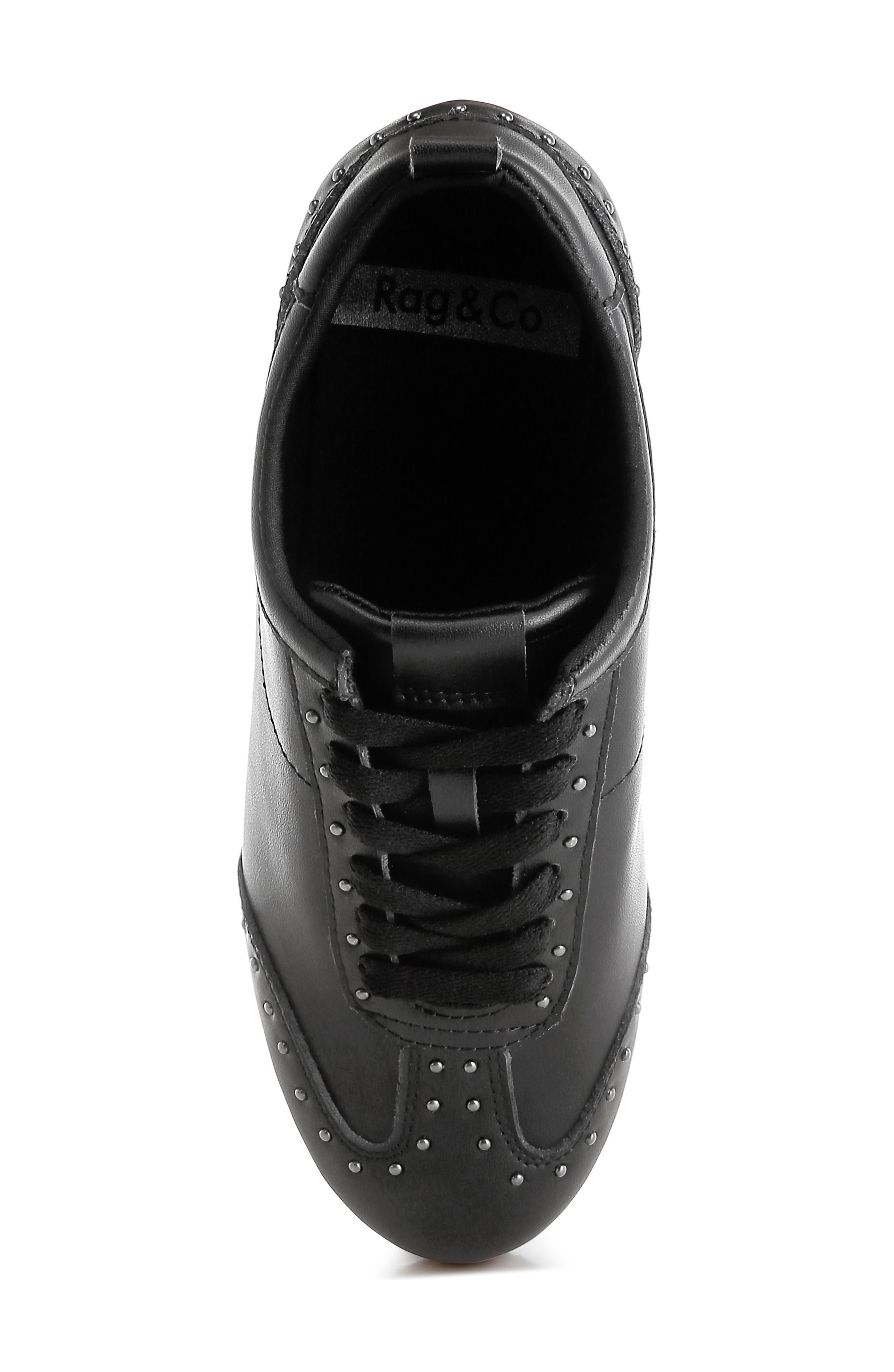 Rag & Co Odaya Studded Leather Sneaker, Alternate, color, Black