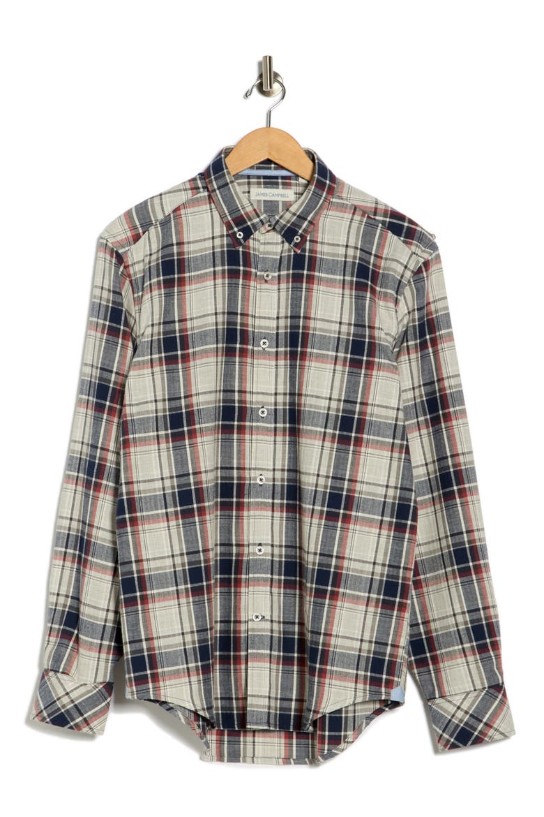 Jacob Plaid Button-Down Shirt, Alternate, color, GREY