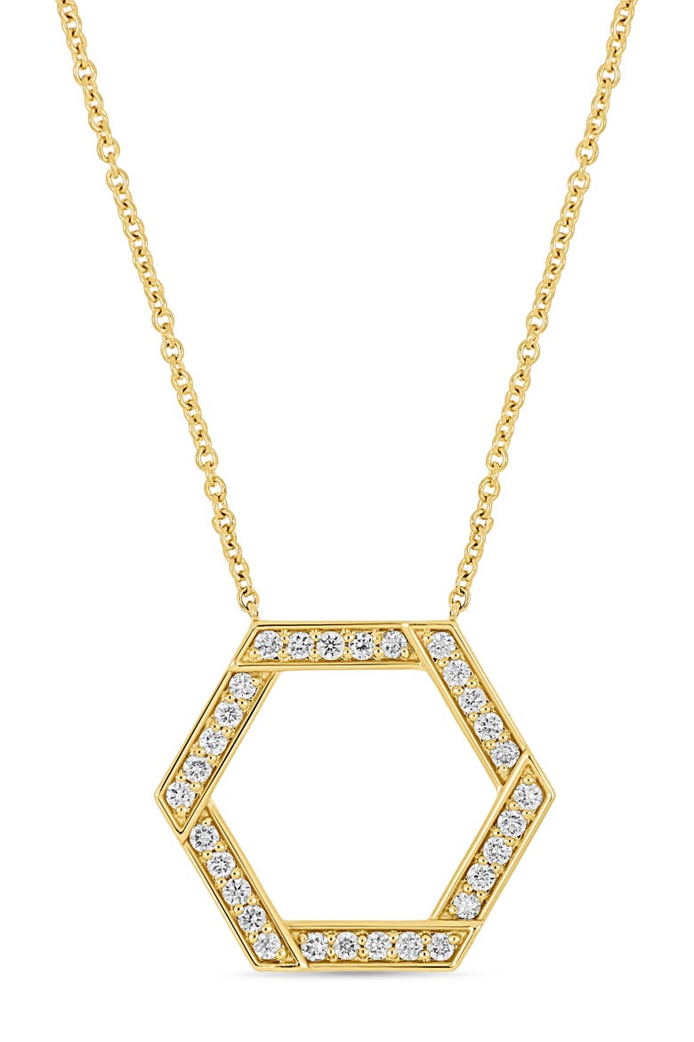 18k Gold Diamond Hexagon Pendant Necklace, Main, color, 18KY
