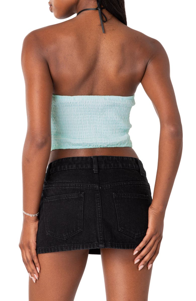 EDIKTED Poplin Bustier Top, Alternate, color, Turquoise