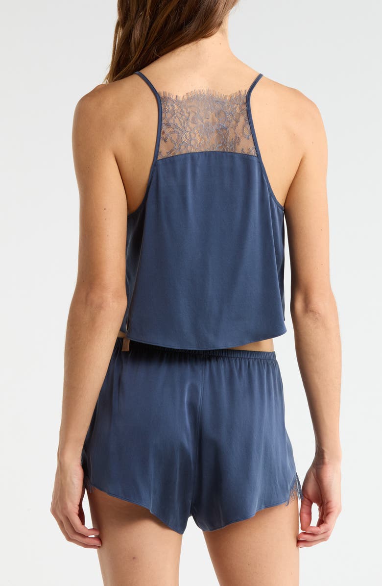 Lunya Lace Trim Washable Silk Short Pajamas, Alternate, color, Deep Blue