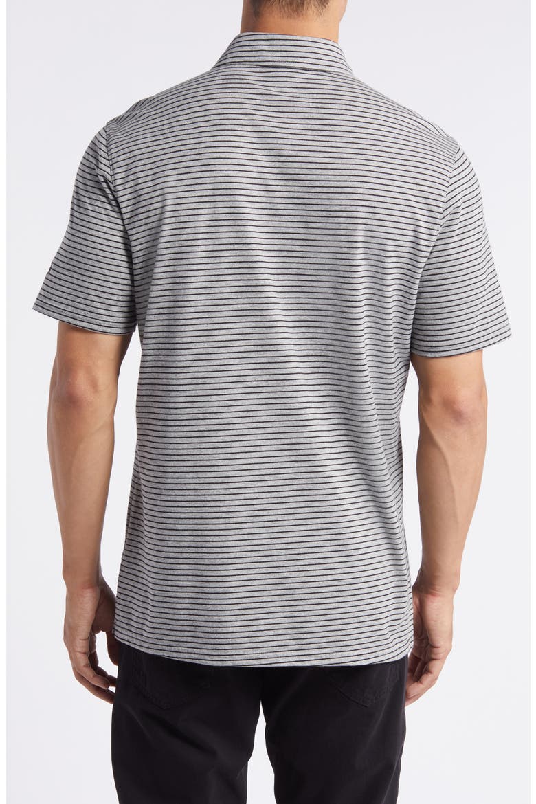 Bryce Stripe Cotton Polo, Alternate, color, HEATHER GREY/ TRUE BLACK