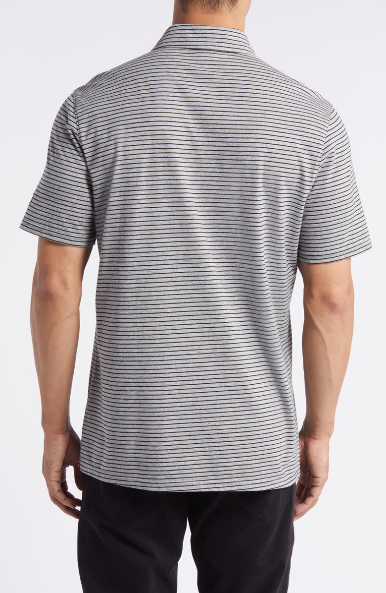 AG Bryce Stripe Cotton Polo, Alternate, color, Heather Grey/ True Black