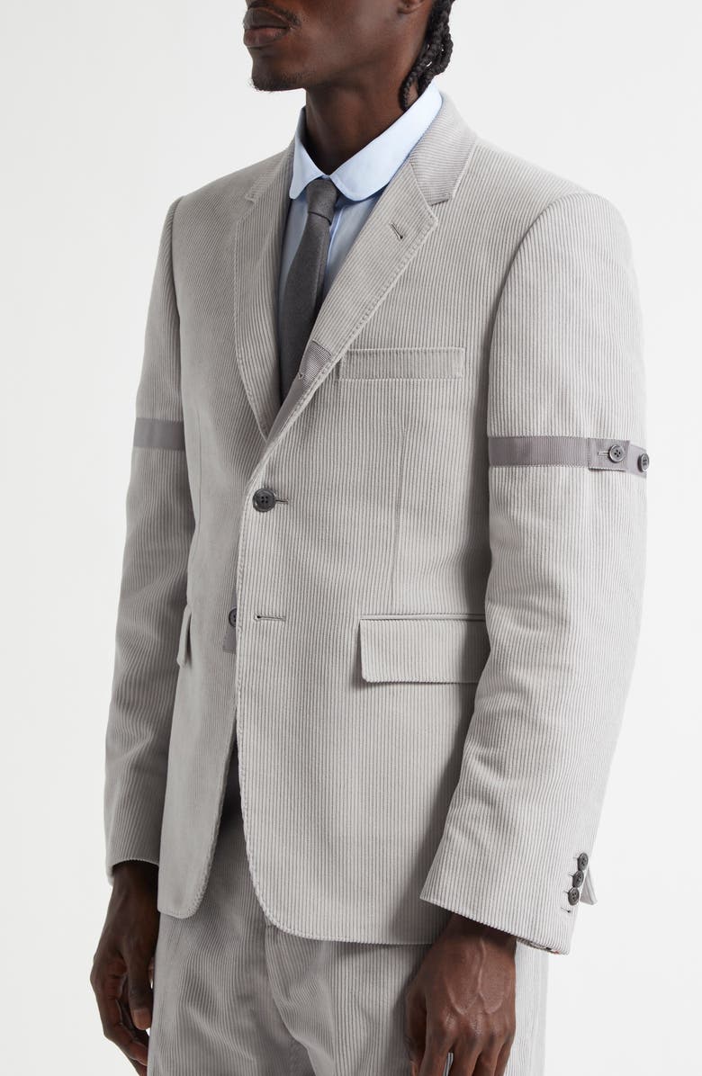 Thom Browne Fit 1 Classic Corduroy Armband Blazer, Alternate, color, Light Grey