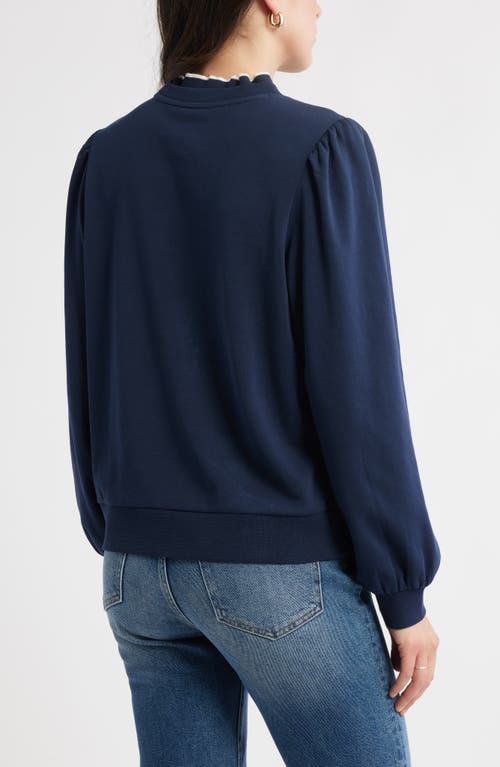 Caslonr Caslon(r) Ruffle Crewneck Sweatshirt In Blue
