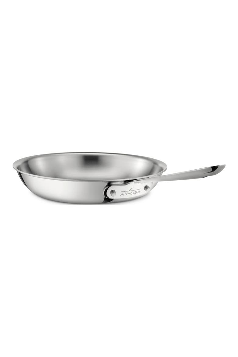 D3 10-Inch Stainless Steel Fry Pan, Main, color, SILVER