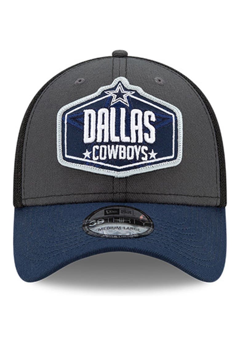 Men's New Era Graphite/Navy Dallas Cowboys 2021 NFL Draft Trucker 39THIRTY Flex Hat, Alternate, color, GRAPHITE