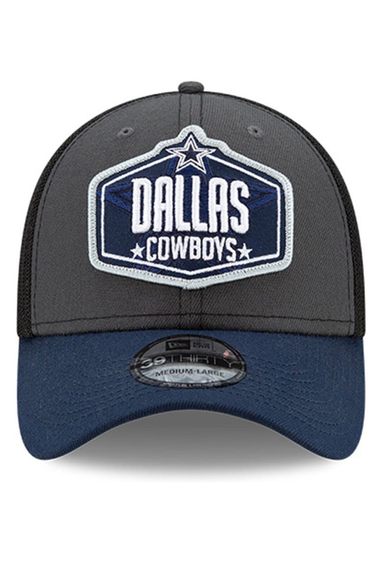 New Era Men's New Era Graphite/Navy Dallas Cowboys 2021 NFL Draft Trucker 39THIRTY Flex Hat, Alternate, color, 