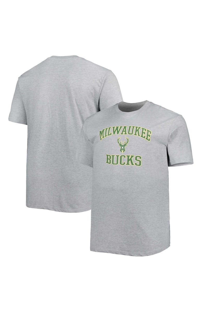 PROFILE Men's Heathered Gray Milwaukee Bucks Big & Tall Heart & Soul T-Shirt, Main, color, Heather Gray