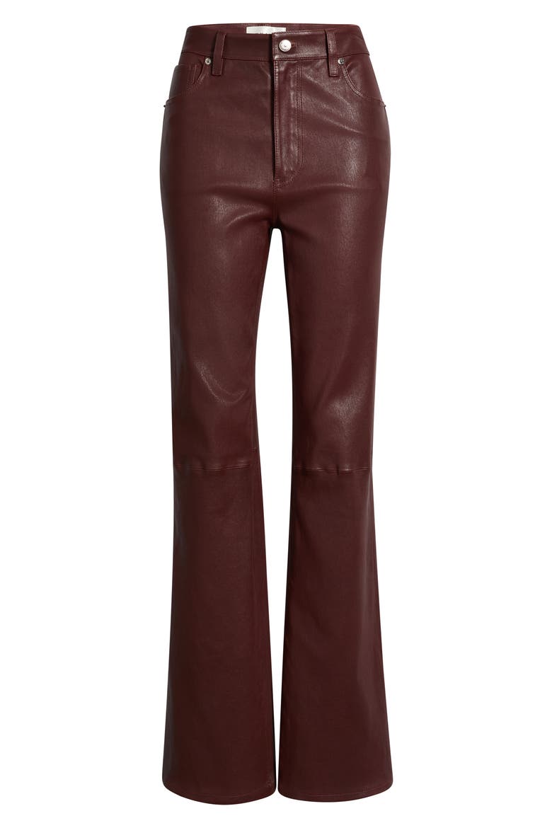 The Leather Reboot High Waist Bootcut Leather Pants, Alternate, color, CURRANT