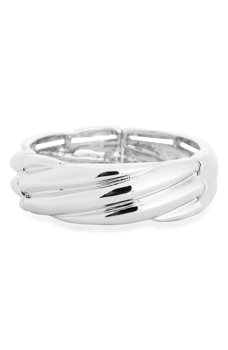 NORDSTROM RACK Rib Stretch Bracelet, Main, color, Silver