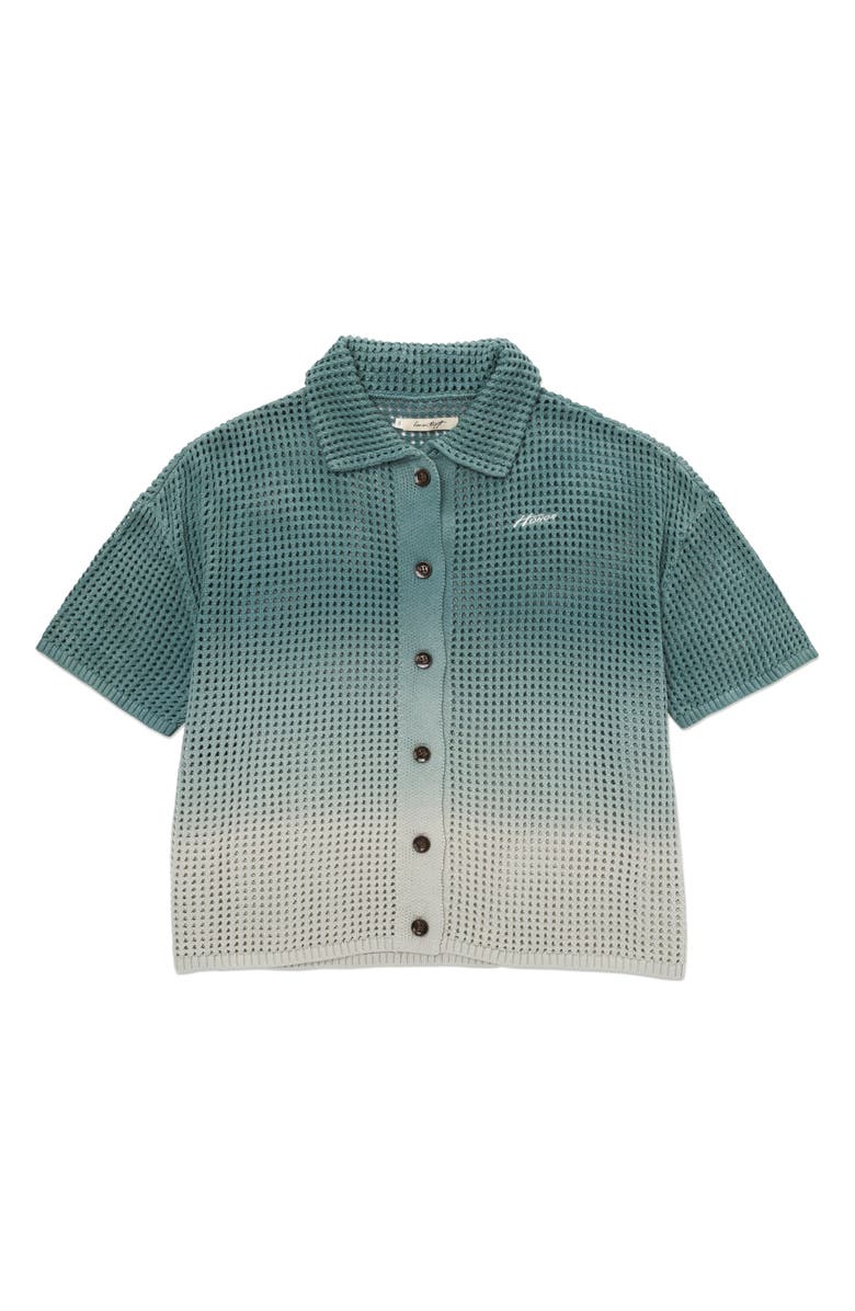 HONOR THE GIFT Ombré Open Stitch Button-Up Shirt, Main, color, Green