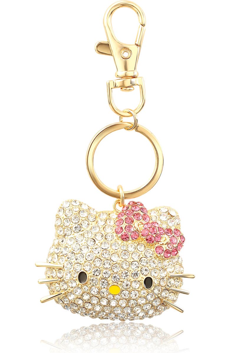 Hello Kitty Pave Hello Kitty Face 3D Bling Keychain, Main, color,