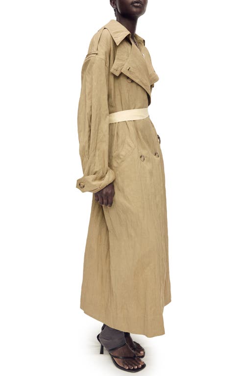 Shop Mango Wrinkled Oversized Belted Trench Coat