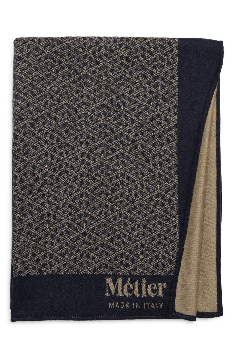 Métier London Small Logo Cashmere Throw Blanket, Main, color, 