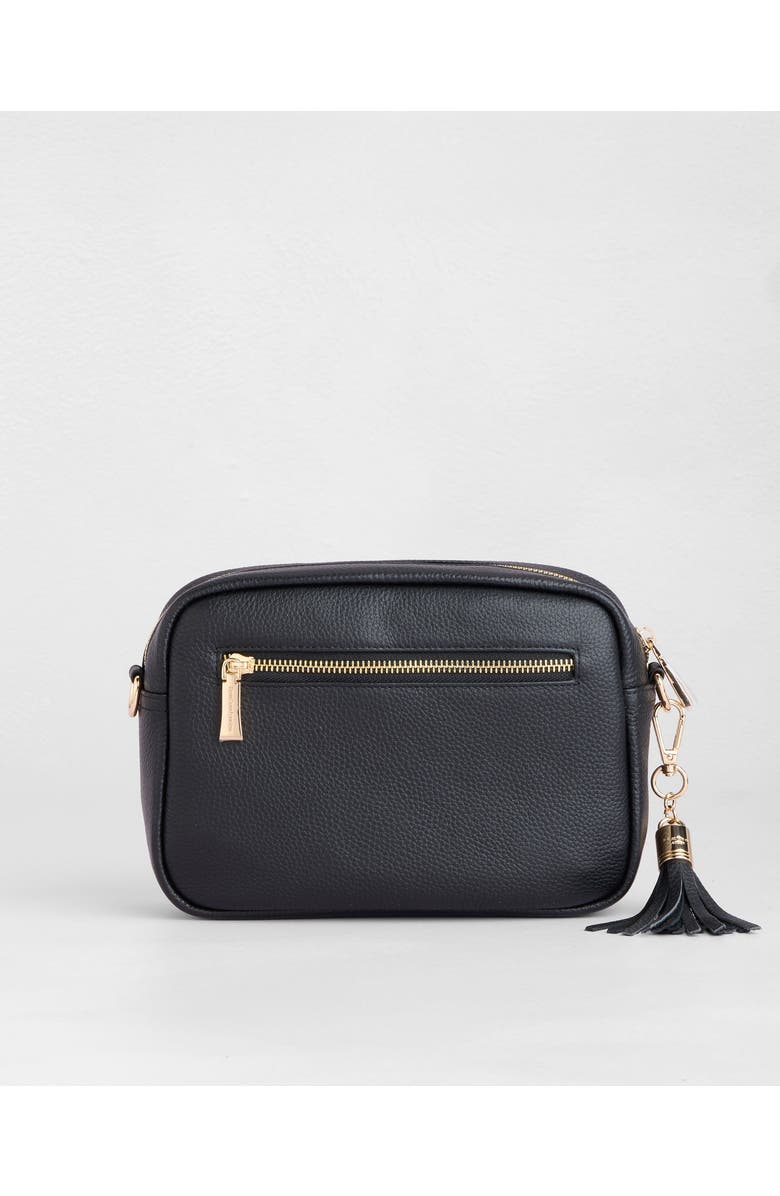 Pom Pom London City Crossbody Bag, Alternate, color, Black Suede & Leather