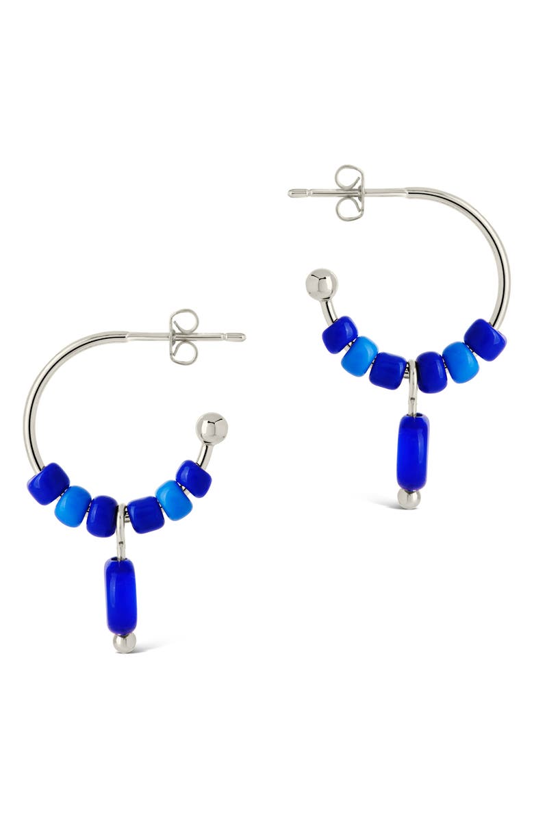 Sterling Forever Sibyl Evil Eye Drop Beaded Hoop Earrings, Alternate, color, 
