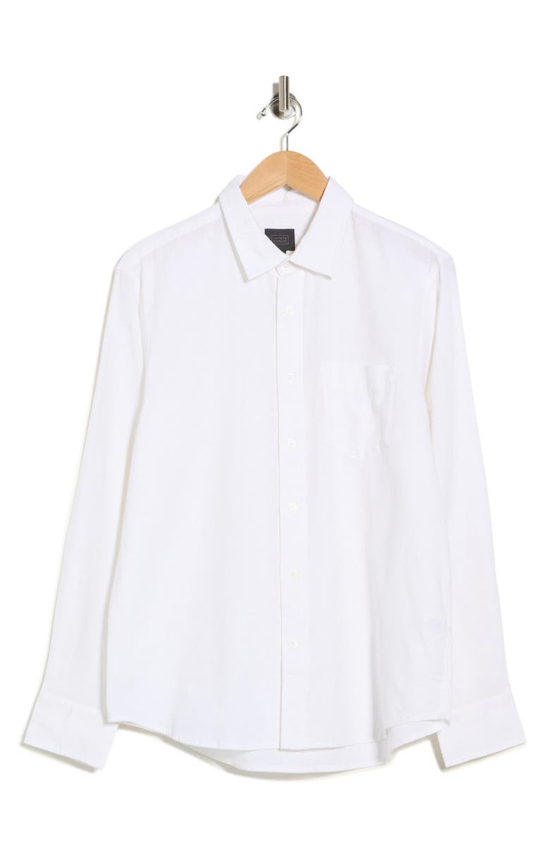 14th & Union Solid Linen Blend Button-Up Shirt, Alternate, color, White
