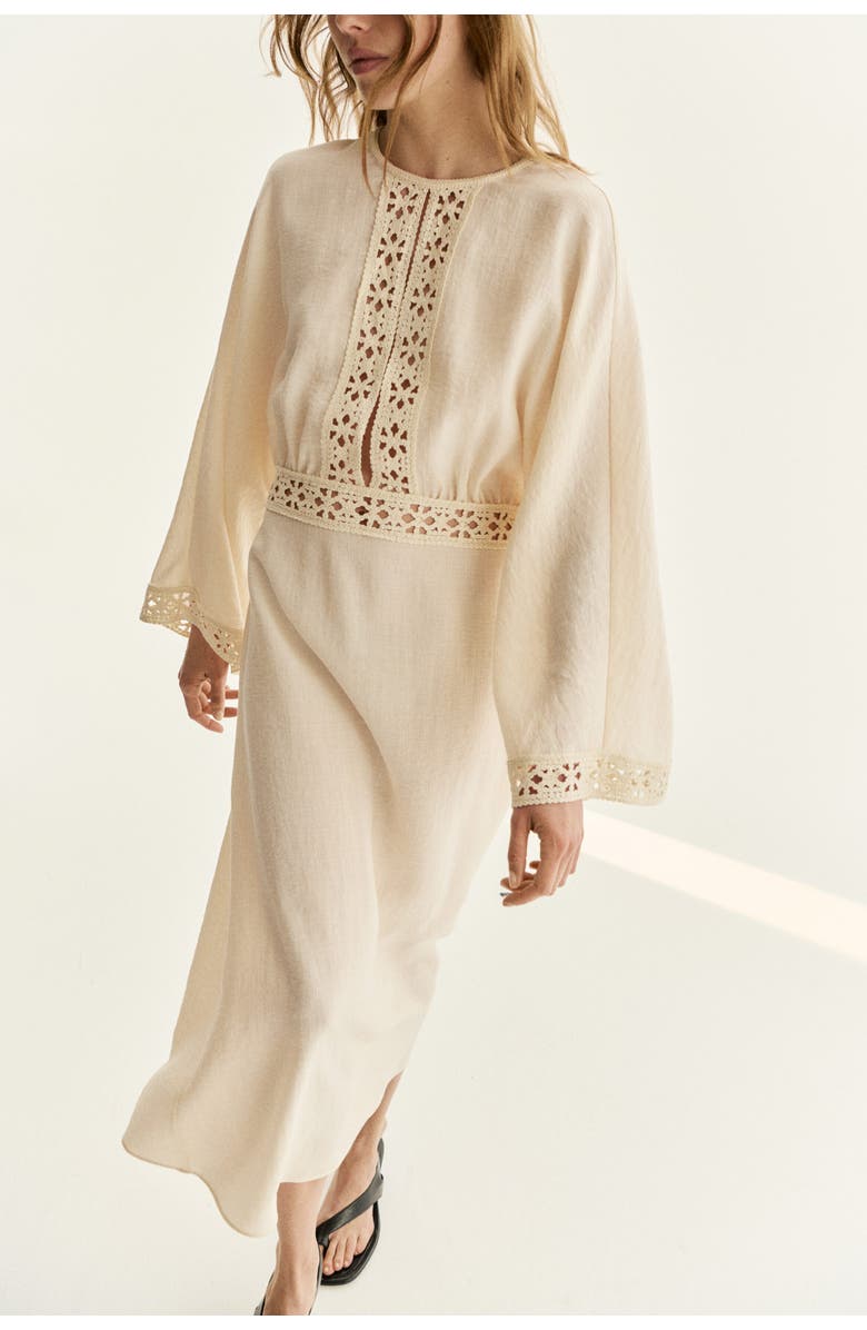 H&M Crochet-look Tunic Dress, Alternate, color, Light Beige