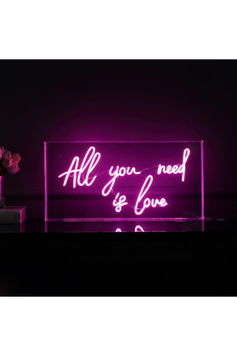 All Contemporary Glam Acrylic Box USB Operated LED Neon Light, Main, color, Pink