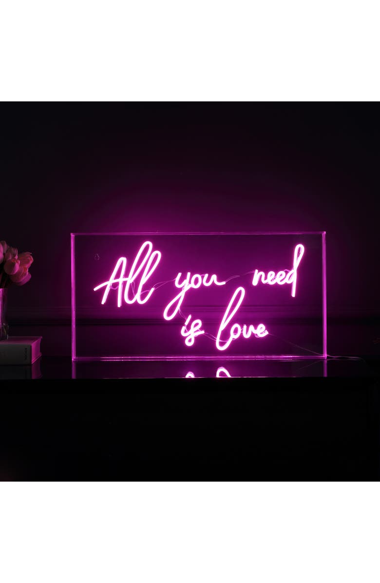 JONATHAN Y All Contemporary Glam Acrylic Box USB Operated LED Neon Light, Main, color, Pink