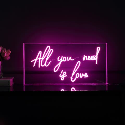 All Contemporary Glam Acrylic Box USB Operated LED Neon Light