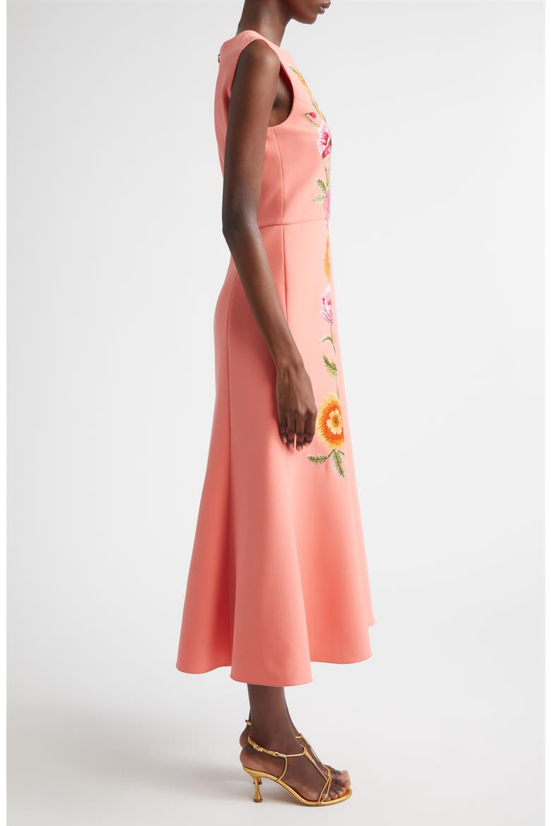 Poppy Embroidered Stretch Crepe Fit & Flare Dress, Alternate, color, SUNSET MULTI
