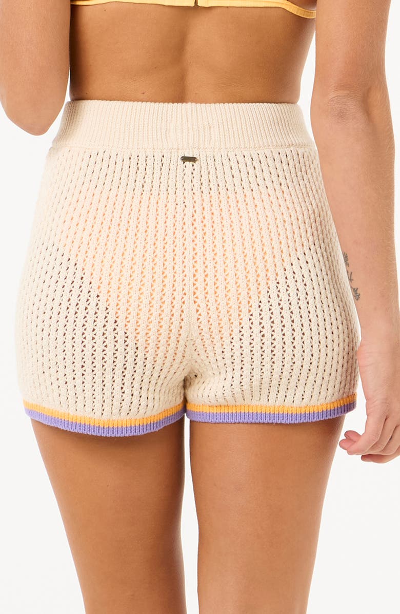 Rip Curl Cala Vadella Crochet Knit Shorts, Alternate, color, Off White