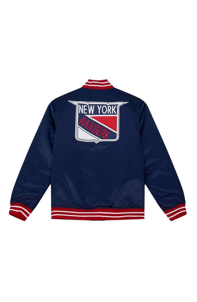Mitchell & Ness Men's Mitchell & Ness Navy New York Rangers Heavyweight Satin Full-Snap Jacket, Alternate, color, 